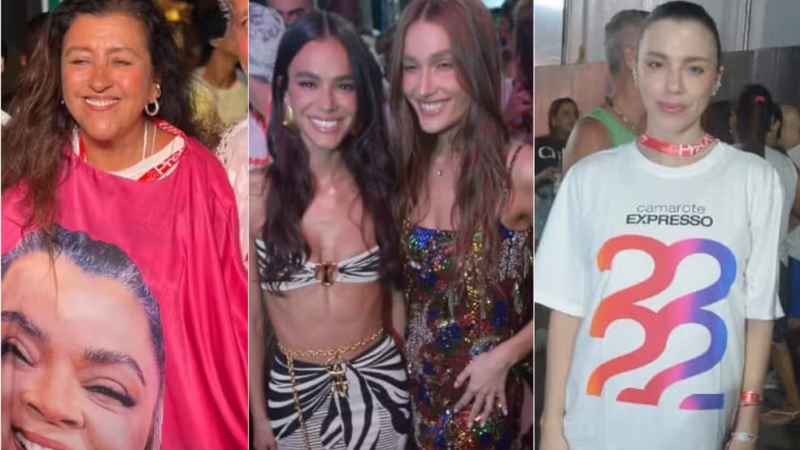 Bruna Marquezine, Sasha Meneghel e João Lucas curtem camarote da família Gil no carnaval de Salvador