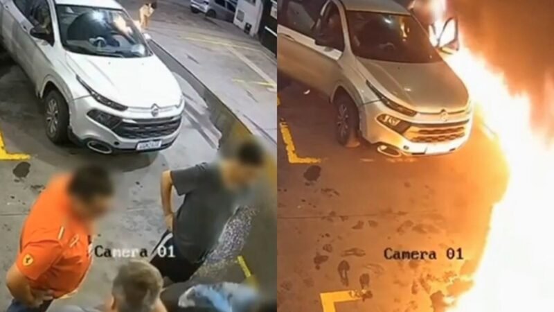 Preso por atear fogo em posto de SC usou isqueiro em combustível derramado no chão