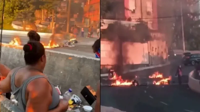 Manifestação bloqueia a Av. Contorno após adolescente ser baleado em ação da Polícia Militar, em Salvador